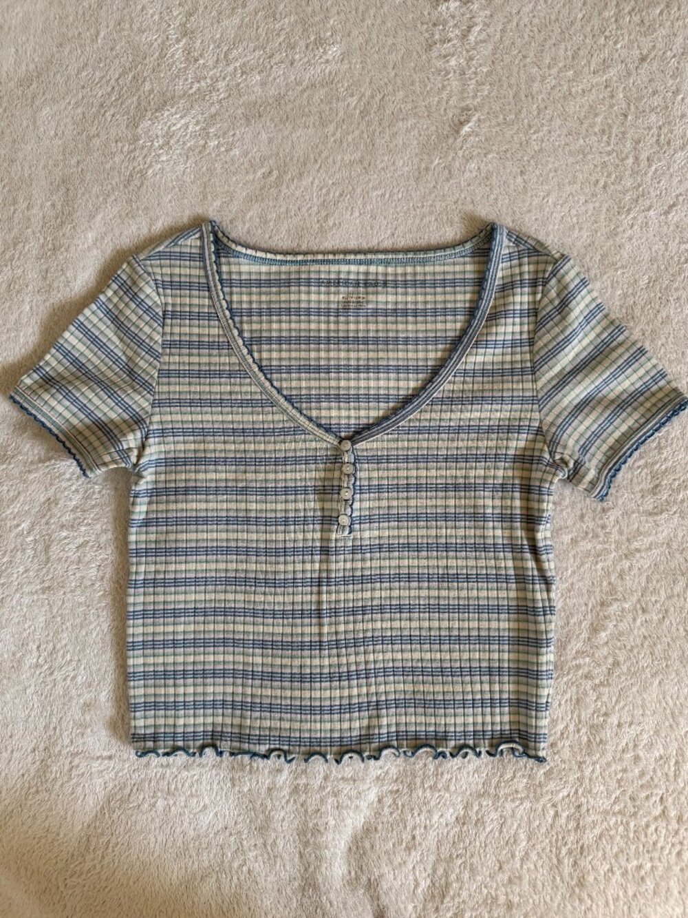 American Eagle Striped Henley Crop Top